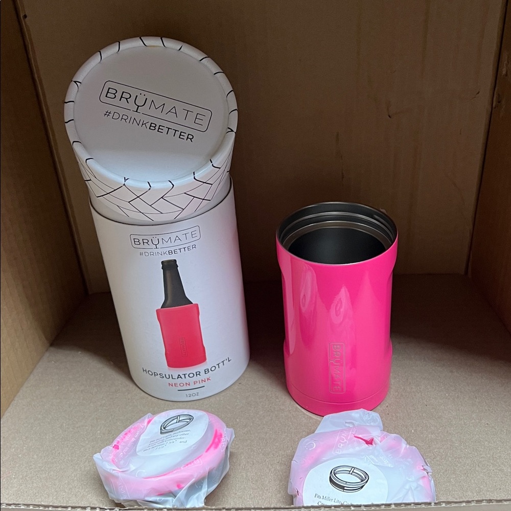 BrüMate Neon Pink Hopsulator Bottle Holder